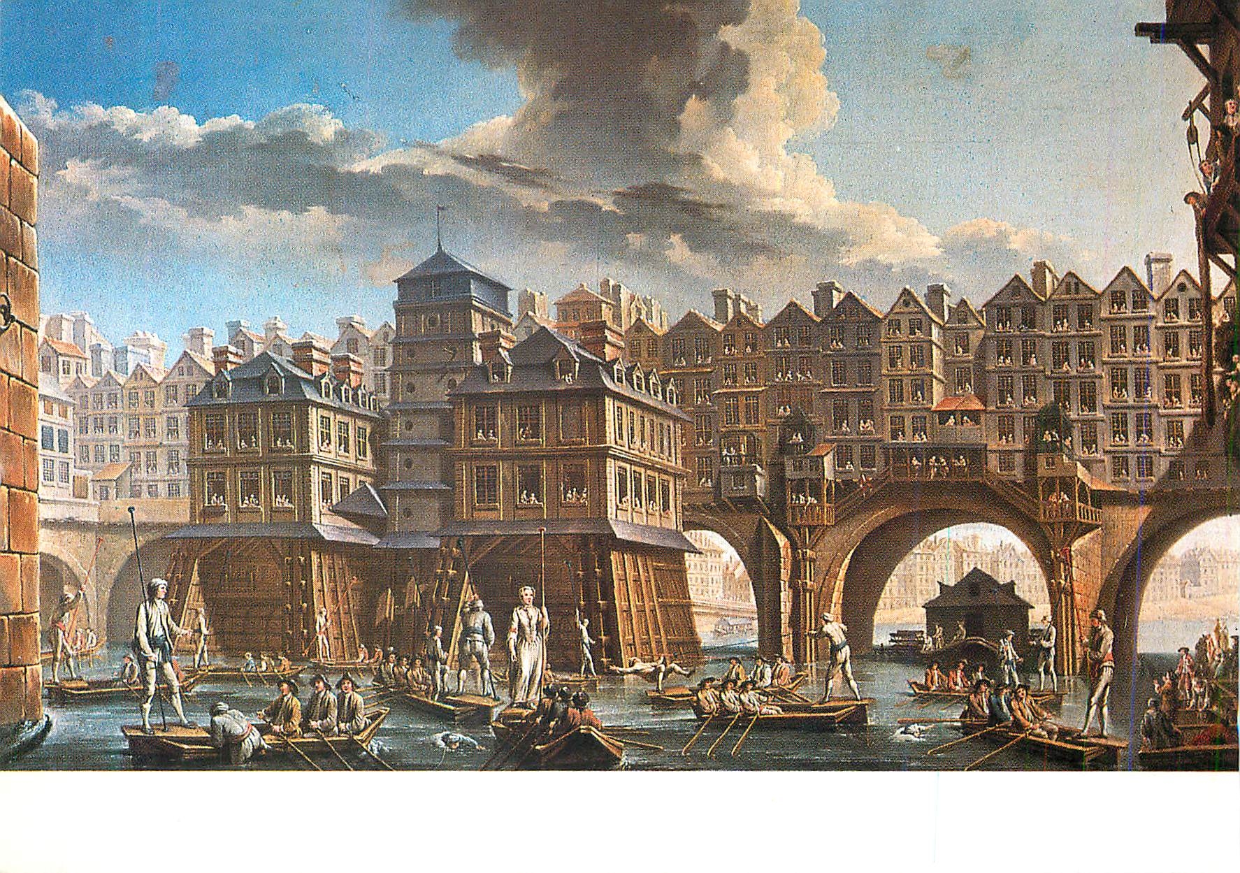 CPM le Pont Notre Dame et la Joute des Mariniers Donnee pour la Naissance du Duc de Bourgogne