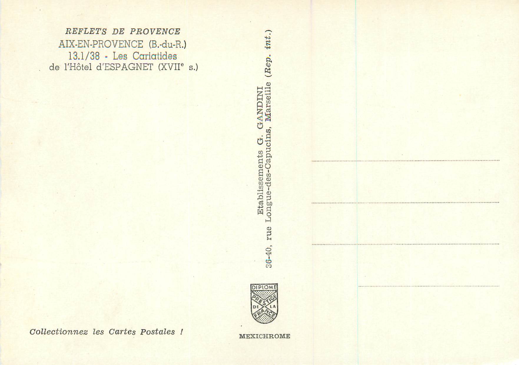 Les Cariatides — Hôtel d'Espagnet — Aix-en-Provence — Verso
