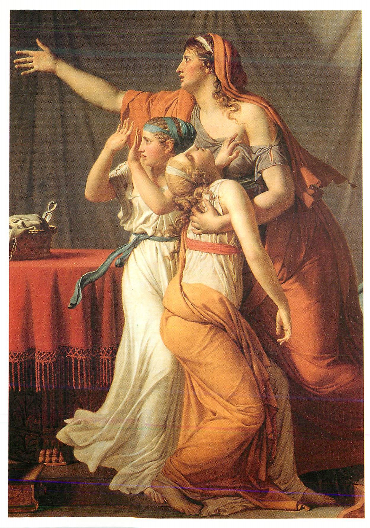 CPM Louvre Departement de Peinture les Licteurs Rapportent a Brutus les Corps de ses Fils Toile