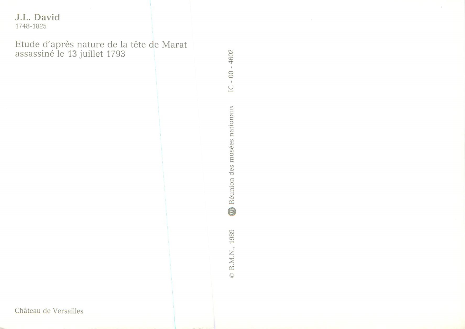 CPM Chateau de Versailles Etude d'Apres Nature de la Tete de Marat Assassine le 13 Juillet 1793 J L David — Verso
