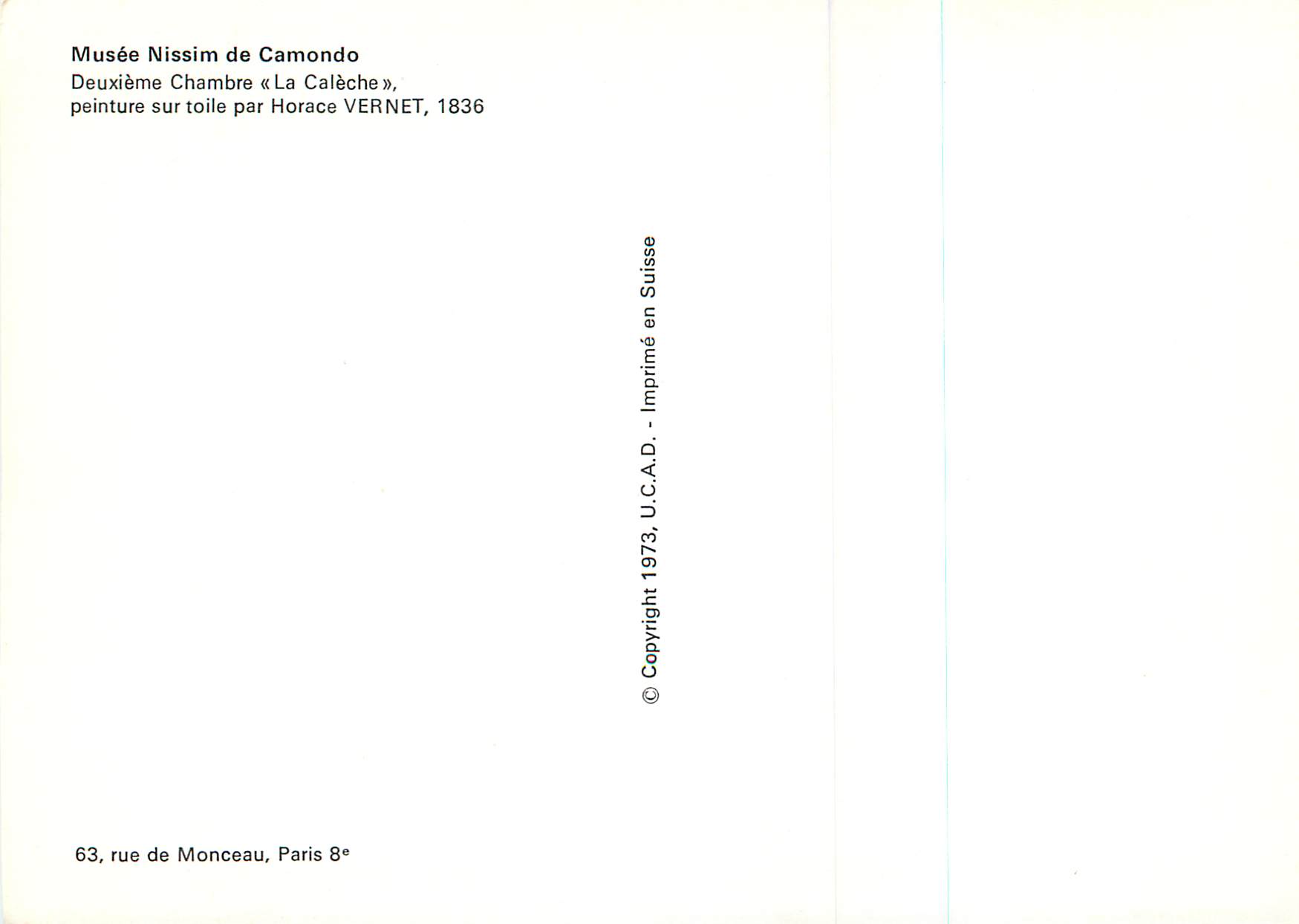 CPM Musee Nissim de Camondo Deuxieme Chambre la Caleche — Verso