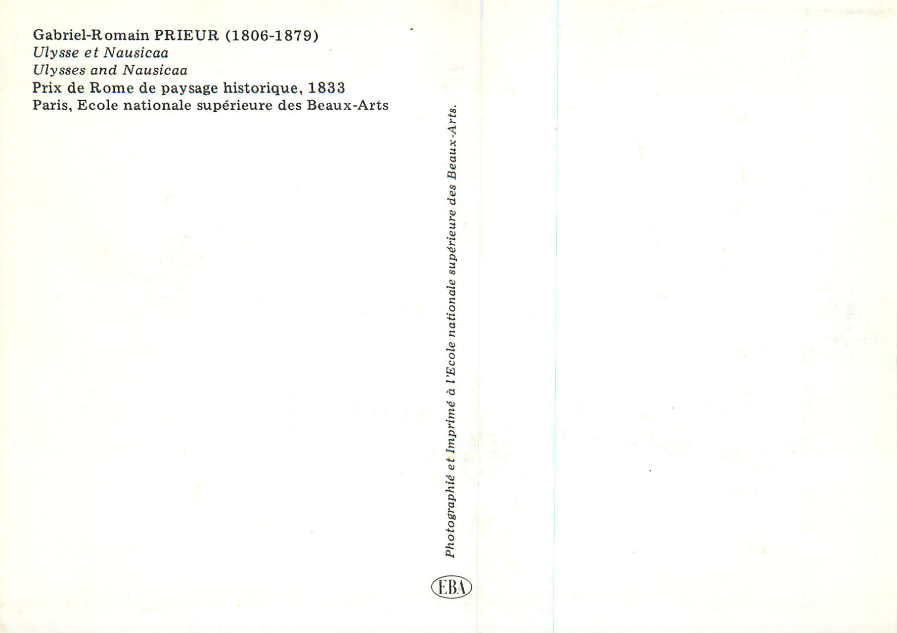 CPM Paris Ecole Nationle Superieure des Beaux Arts  Gabriel Romain Prieur (1806 1879) Ulyssee et Nausicaa — Verso