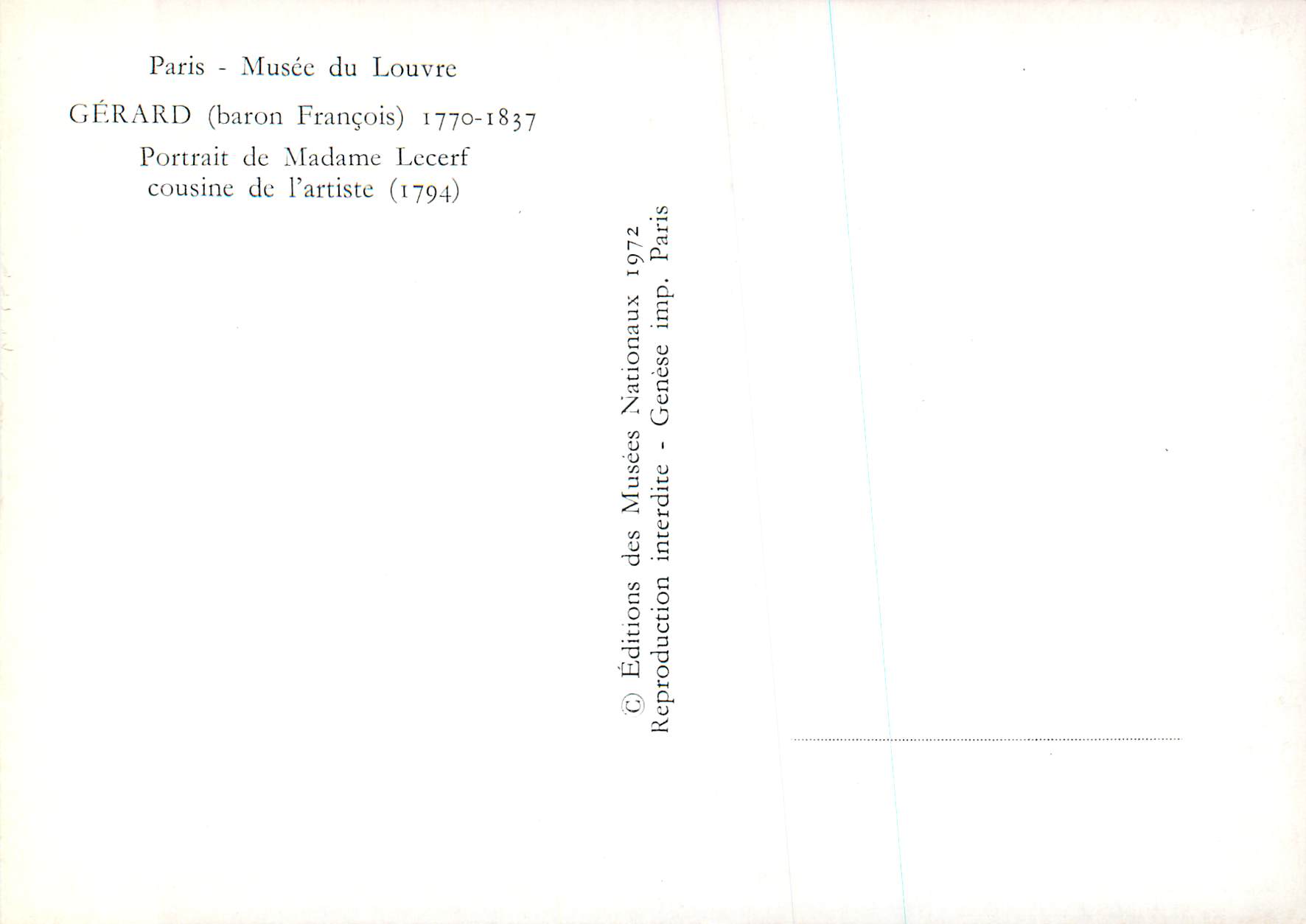 CPM Paris Musee du Louvre Gerard (Baron Francois) 1770 1837 — Rückseite