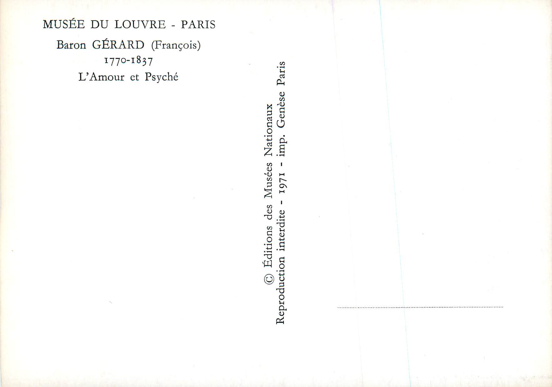 CPM Paris Musee du Louvre Baron Gerard Francois 1770 1837 l'Amour et Psyche — Rückseite