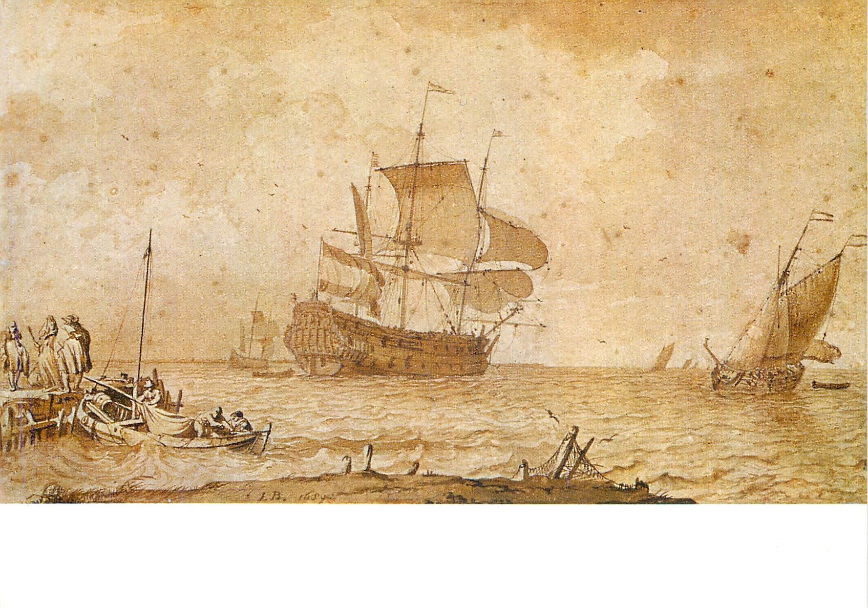 Ludolf Backhuysen — stürmisches Wasser mit Schiffen, 1689 — Sammlung Amsterdam Historisch Museum, Nr. A 10113