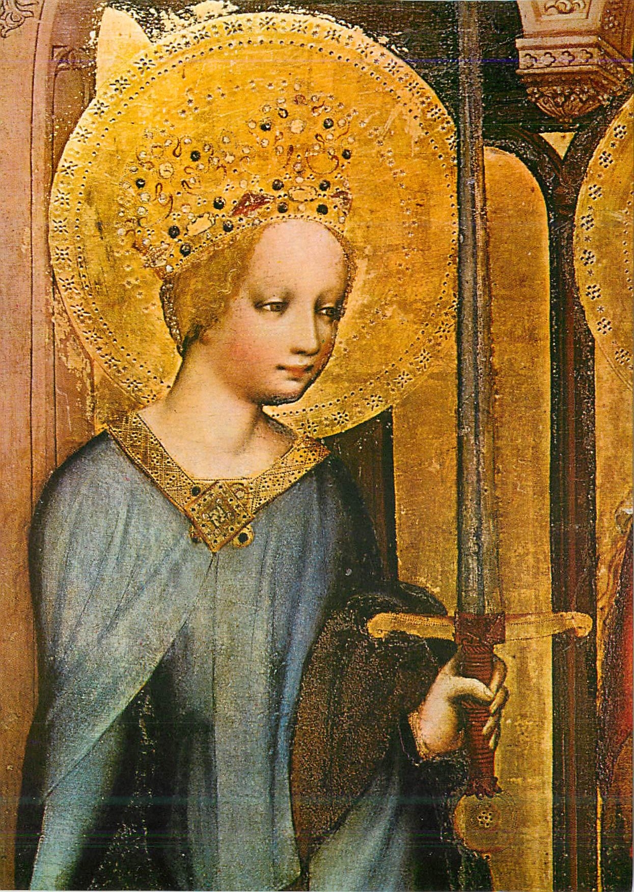 CPM Nakladatelstvi Praha Narodni Galerie V Praze Maitre de Retable de Trebon avant 1380 Sainte Catherine Detail
