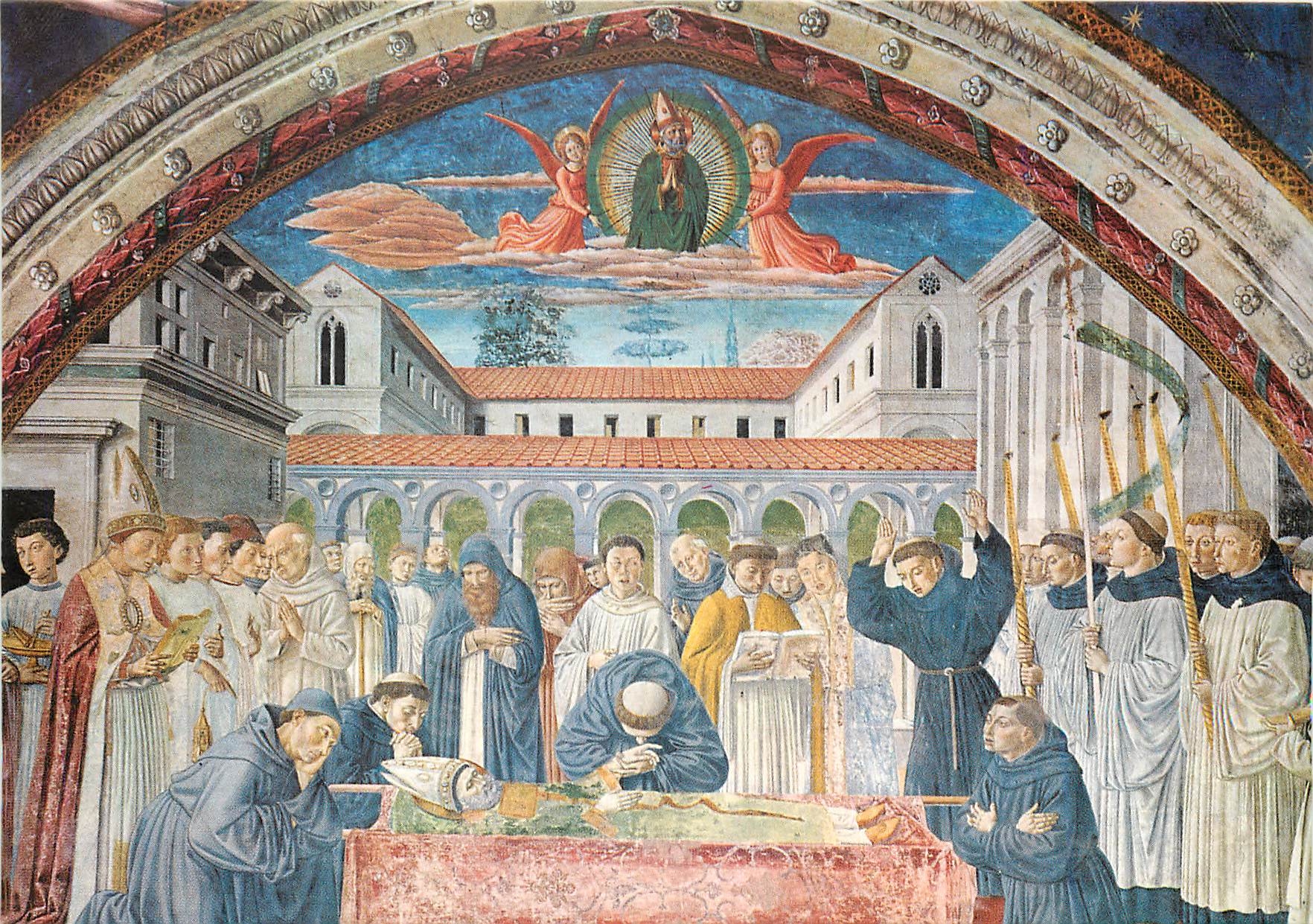 CPM S Gimignano Chiesa S Agostino La Mort de St Augustin (B Gozzoli 1465)
