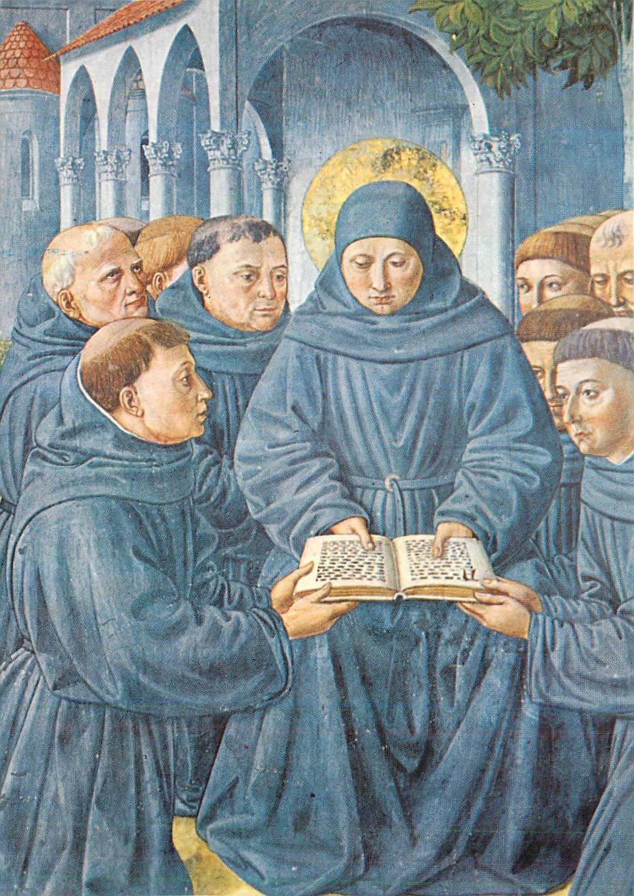 CPM S Gimignano Chiesa St Augustin Remet le Regle aux Moines (B Gozzoli 1465)