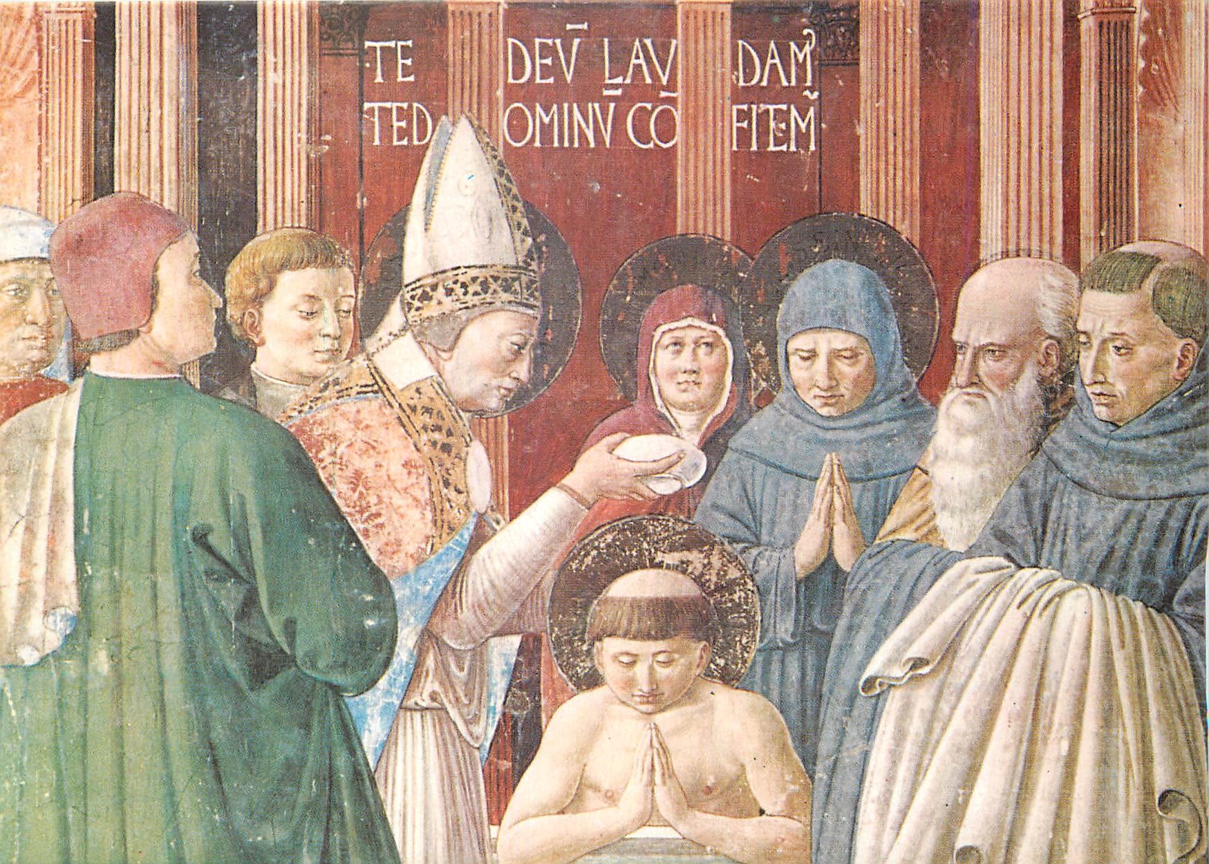 CPM S Gimignano Chiesa S Agostino Le Bapteme d'Augustin (B Gozzoli 1465)