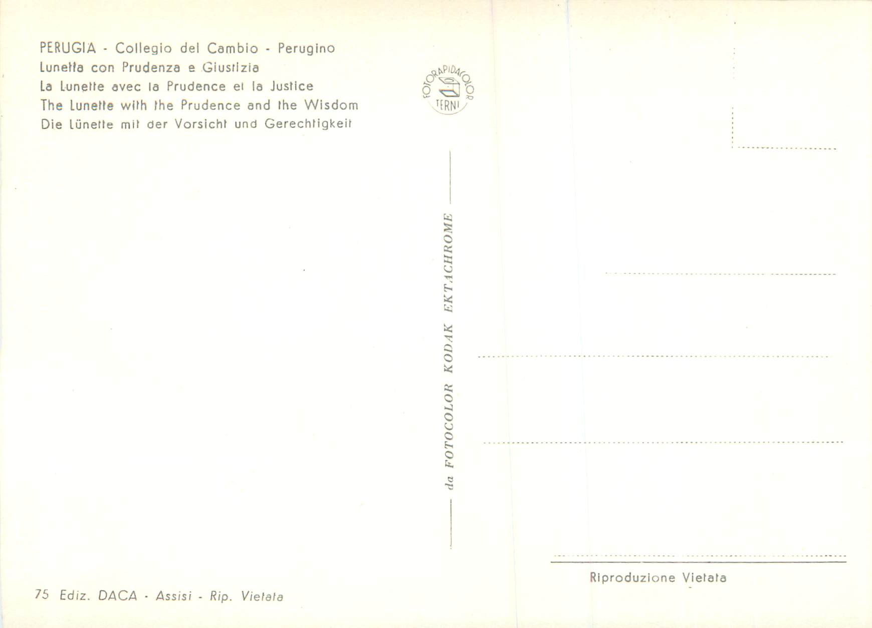 CPM Perugia Collegio del Cambio La Lunete avec la Prudence et la Justice — Rückseite