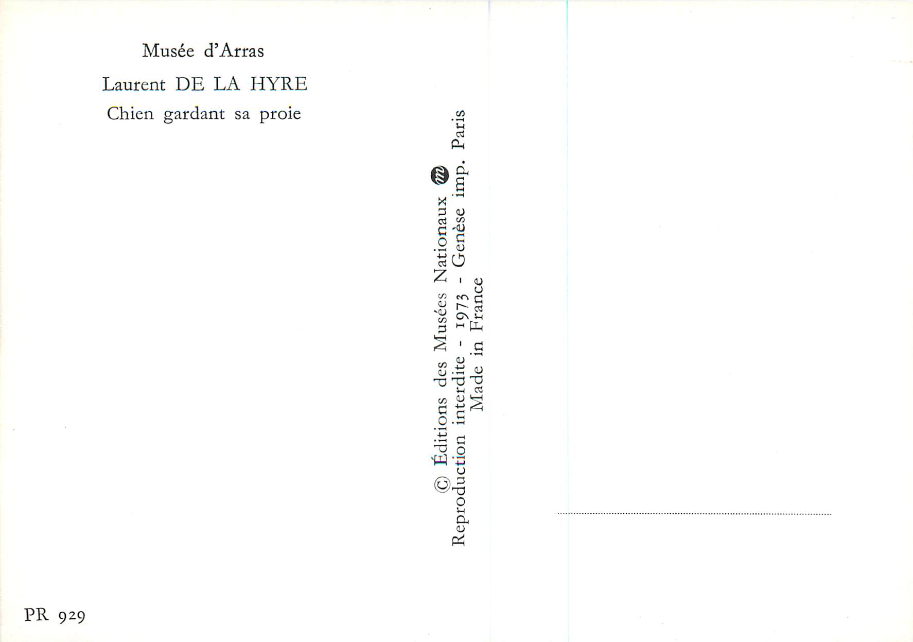 Chien gardant sa proie — Laurent de La Hyre — Éditions des Musées Nationaux, Paris — Rückseite
