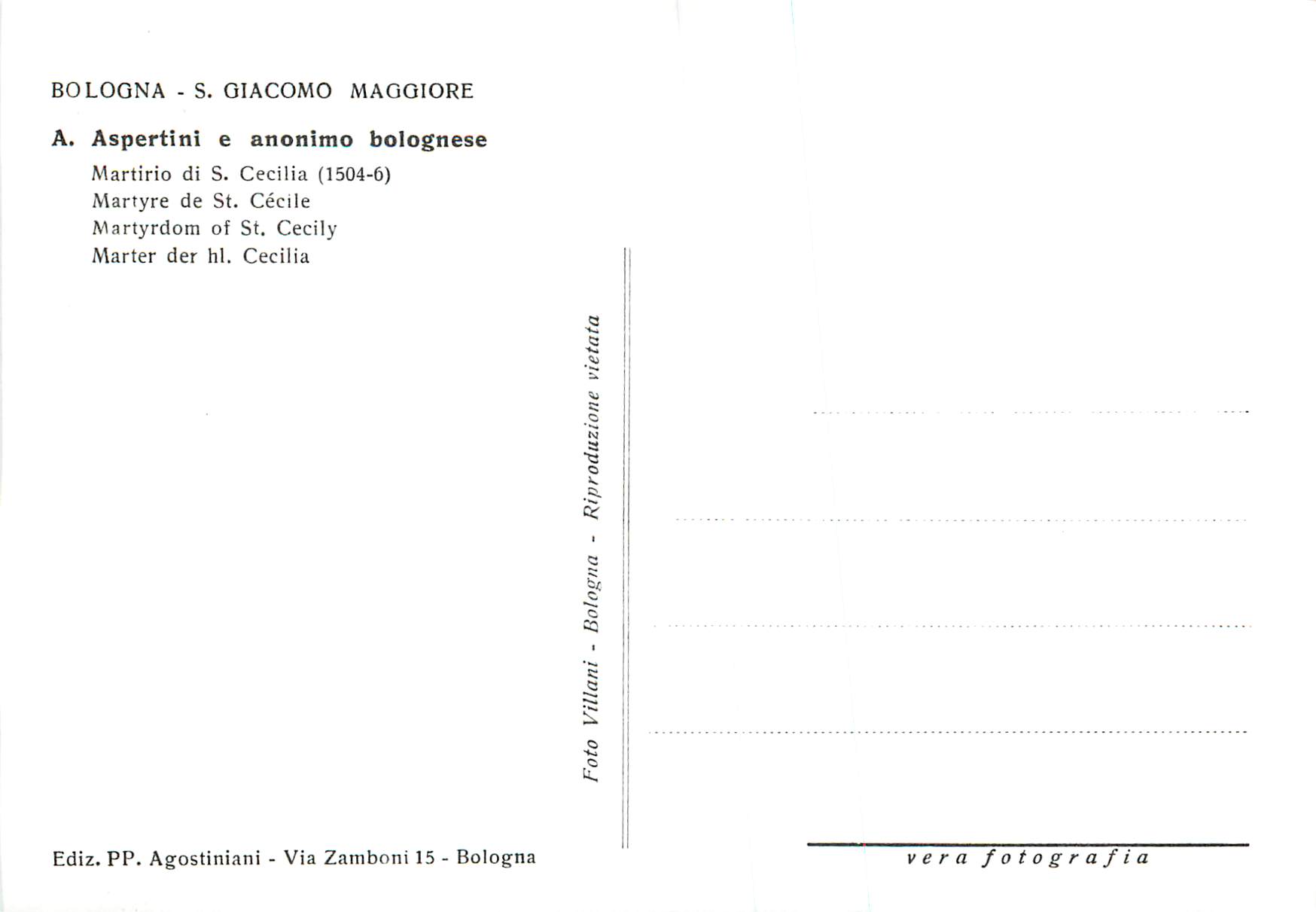 CPM Bologna S Giacomo Maggiore Martyre de St Cecile — Back
