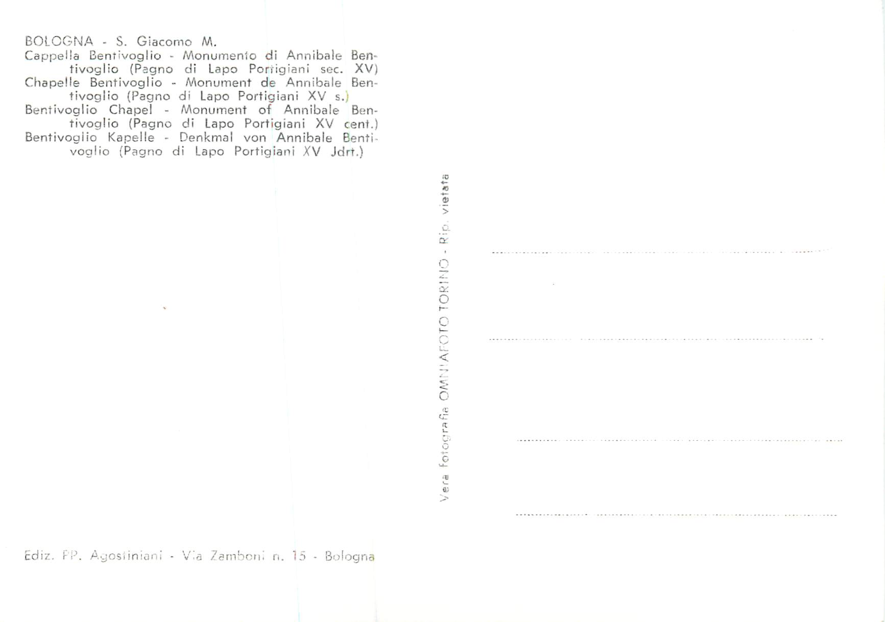 CPM Bologna S Giacomo M Chapelle Bentivoglio — Back