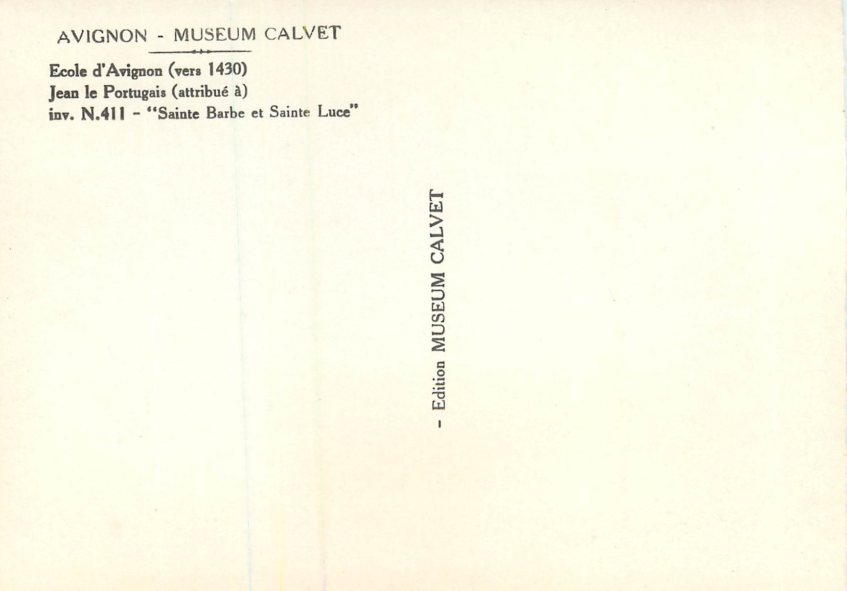 CPM Avignon Museum Calvet Ecole d'Avignon (Vers 1430) — Rückseite