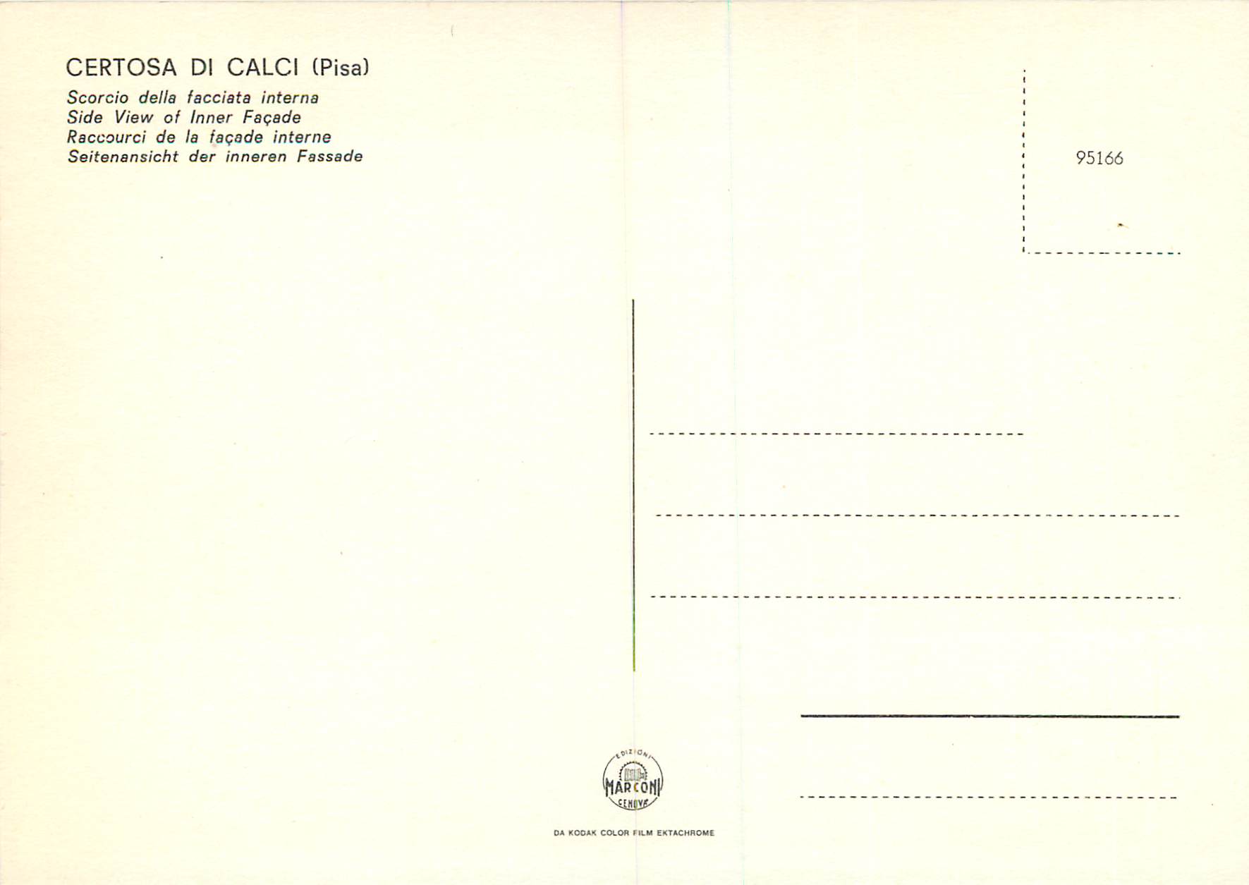 CPM Certosa Di Calci (Pisa) Raccourci de la Facade Interne — Rückseite