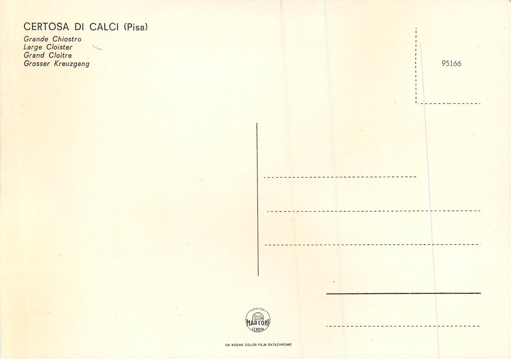 CPM Certosa Di Calci (Pisa) Grand Cloitre — Rückseite
