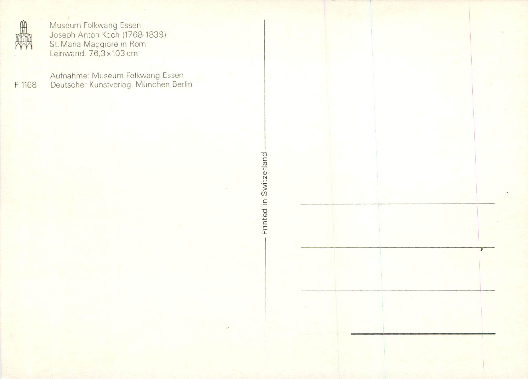CPM Museum Folkwang Essen St Maria Maggiore in Rom Leinwand — Rückseite