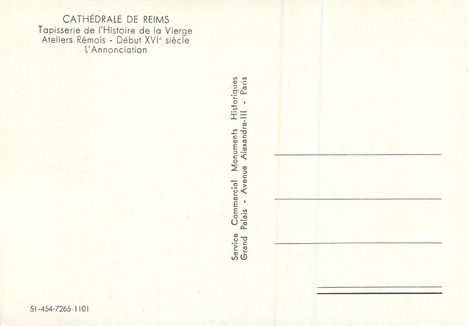 Cathédrale de Reims — Tapisserie de l'Annonciation — Ateliers Rémois — Reverso