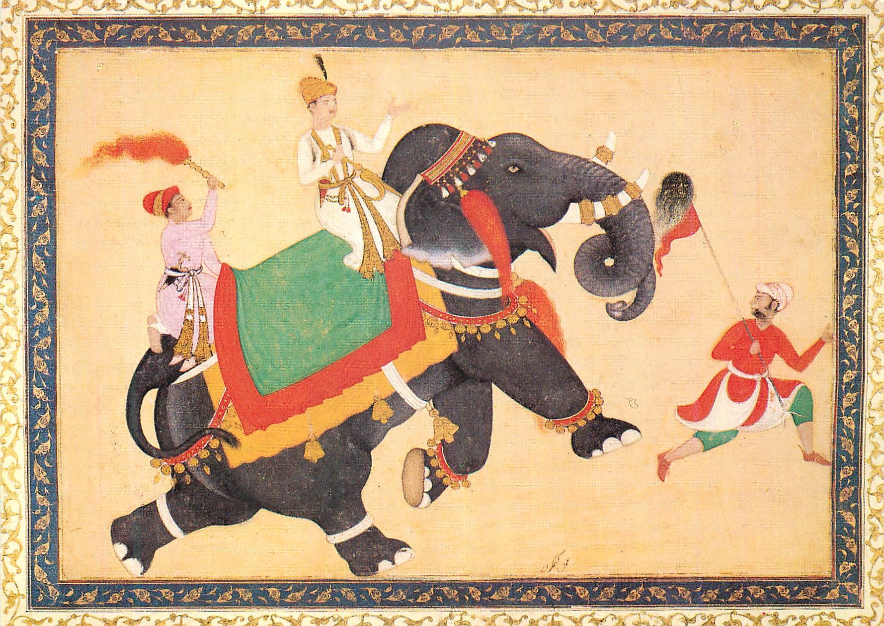 CPM Indes Ecole Moghol Prince Chevauchant un Elephant