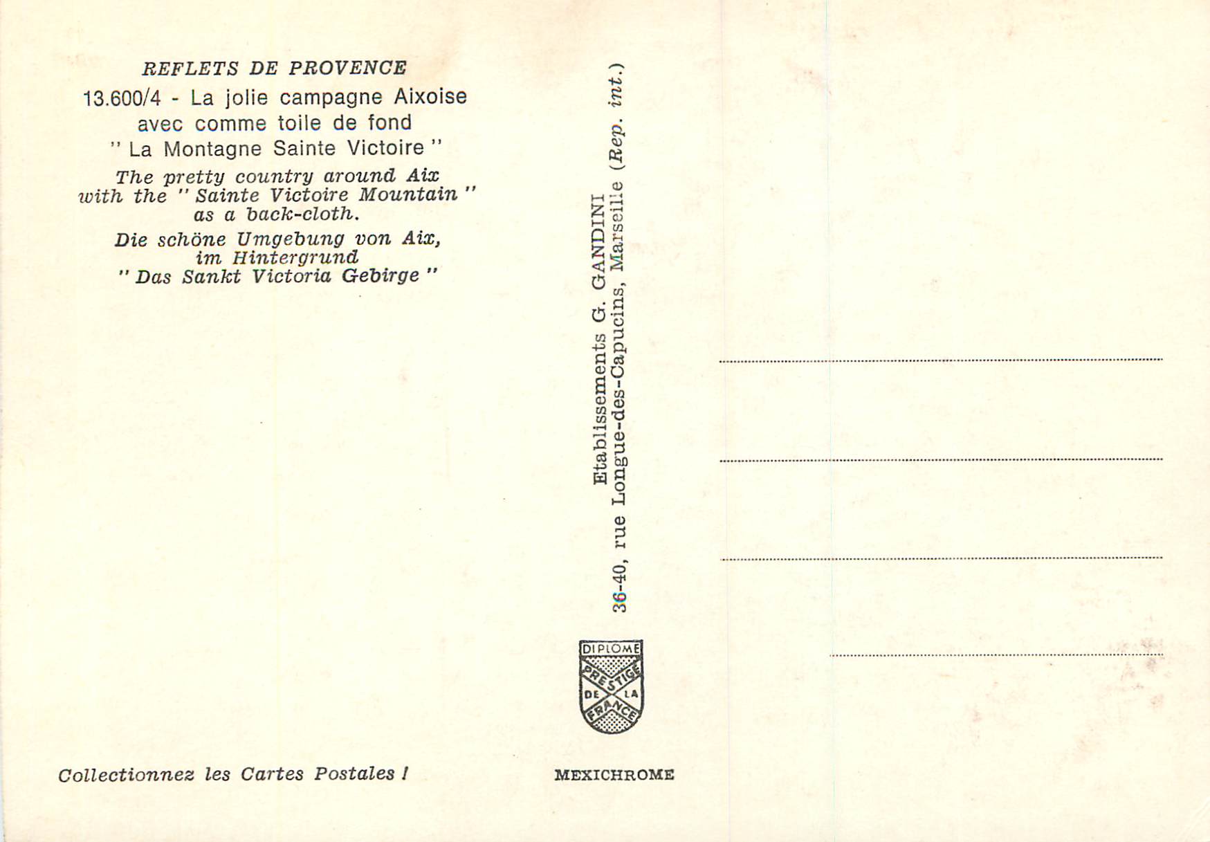 La campagne d'Aix-en-Provence — Montagne Sainte-Victoire — Éditeur IRIS — Verso