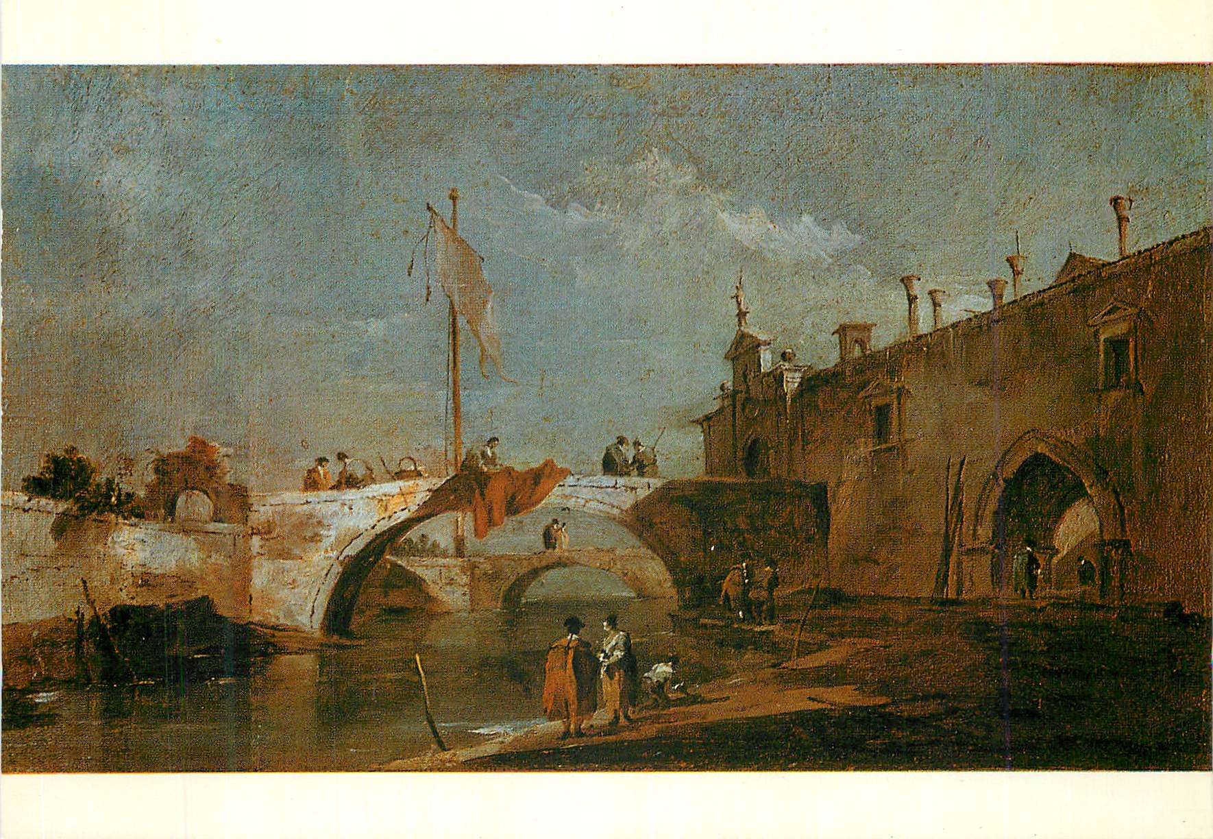 CPM Firenze Galleria Uffizi Francesca Guardi Venezia Village avec Canal