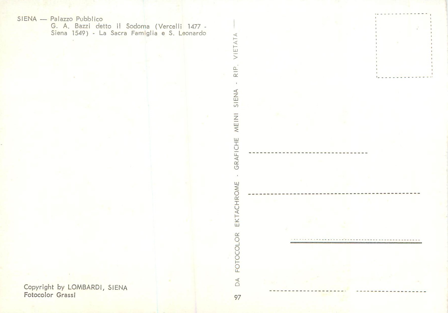 CPM Siena Palazzo Pubblico — Verso