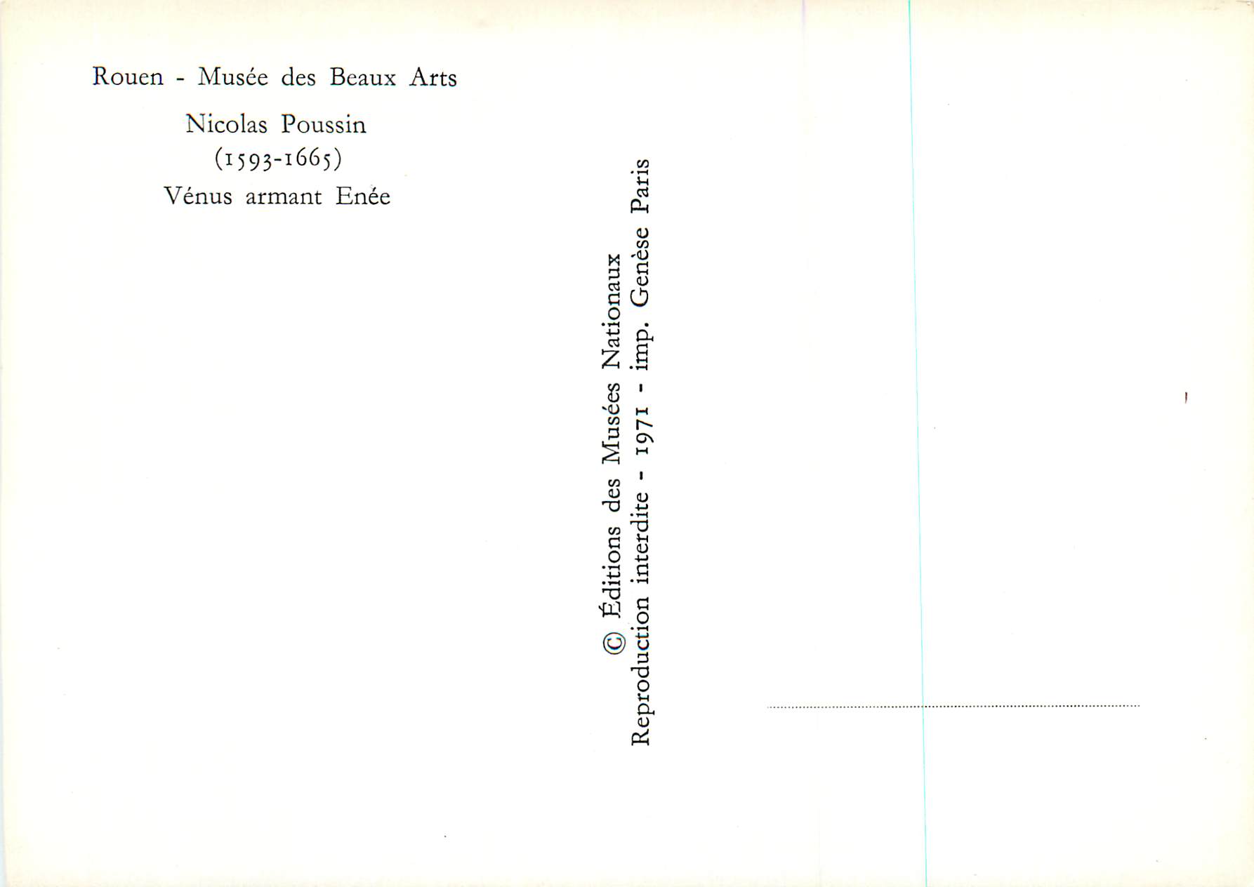 CPM Rouen Musee des Beaux Arts Nicolas Poussin (1593 1665) — Verso