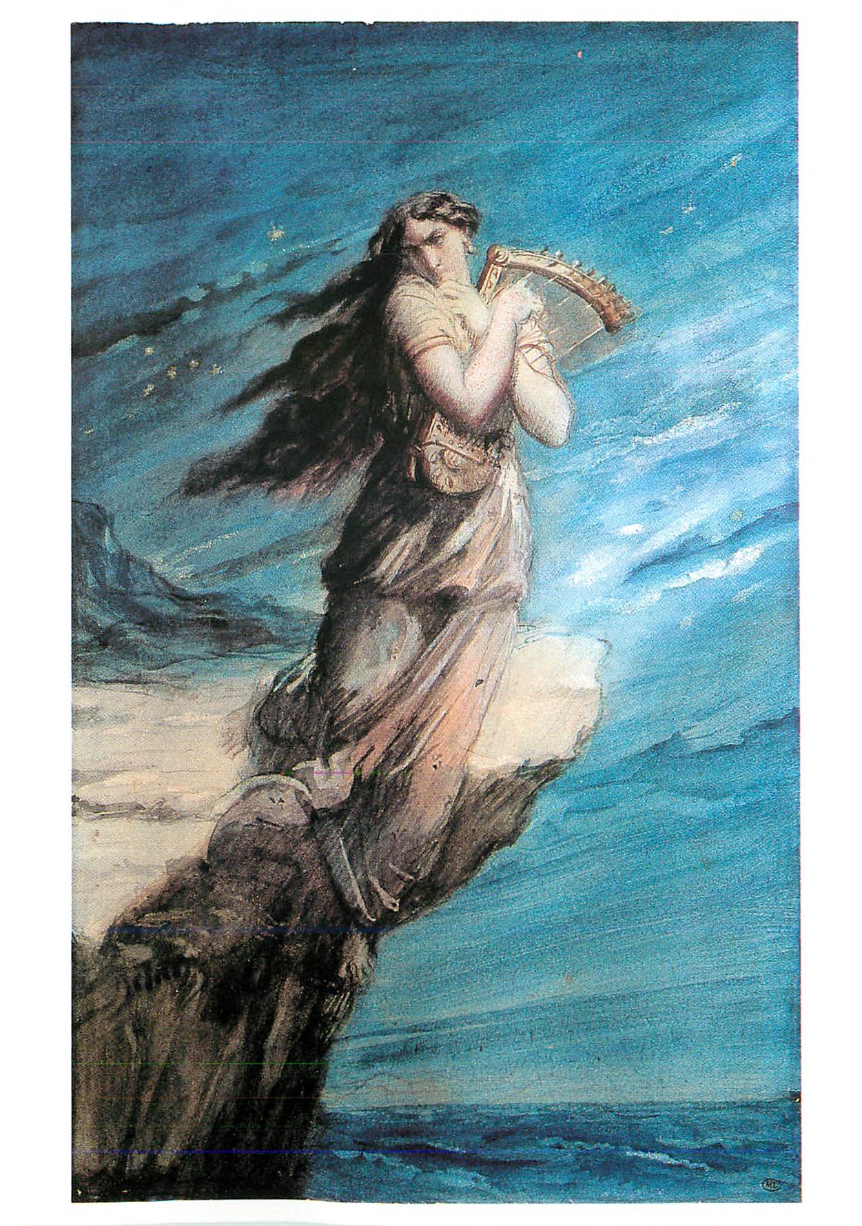 CPM Louvre Chasseriau 1819 1856 Sapho Aquarelle et Crayon Noir