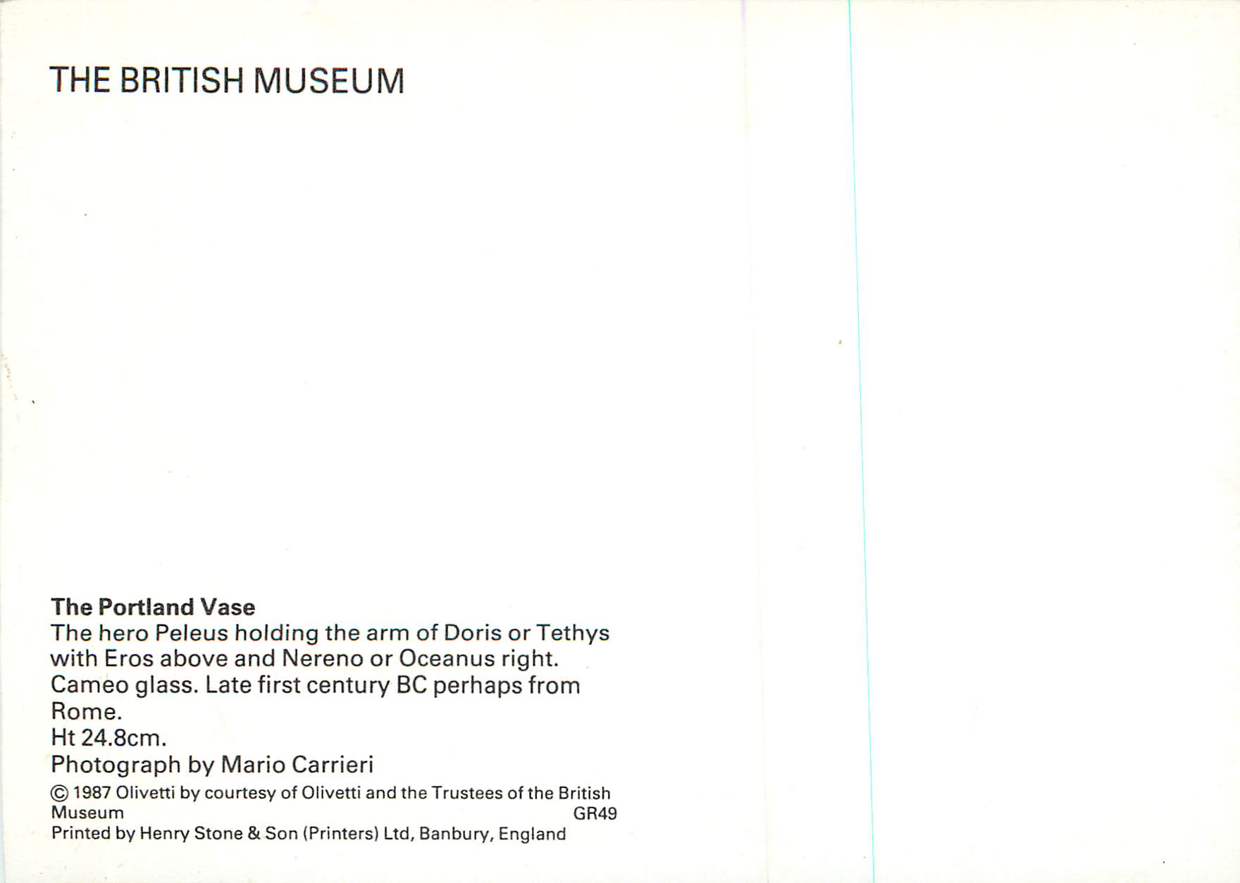 CPM The British Museum the Portland Vase  — Rückseite