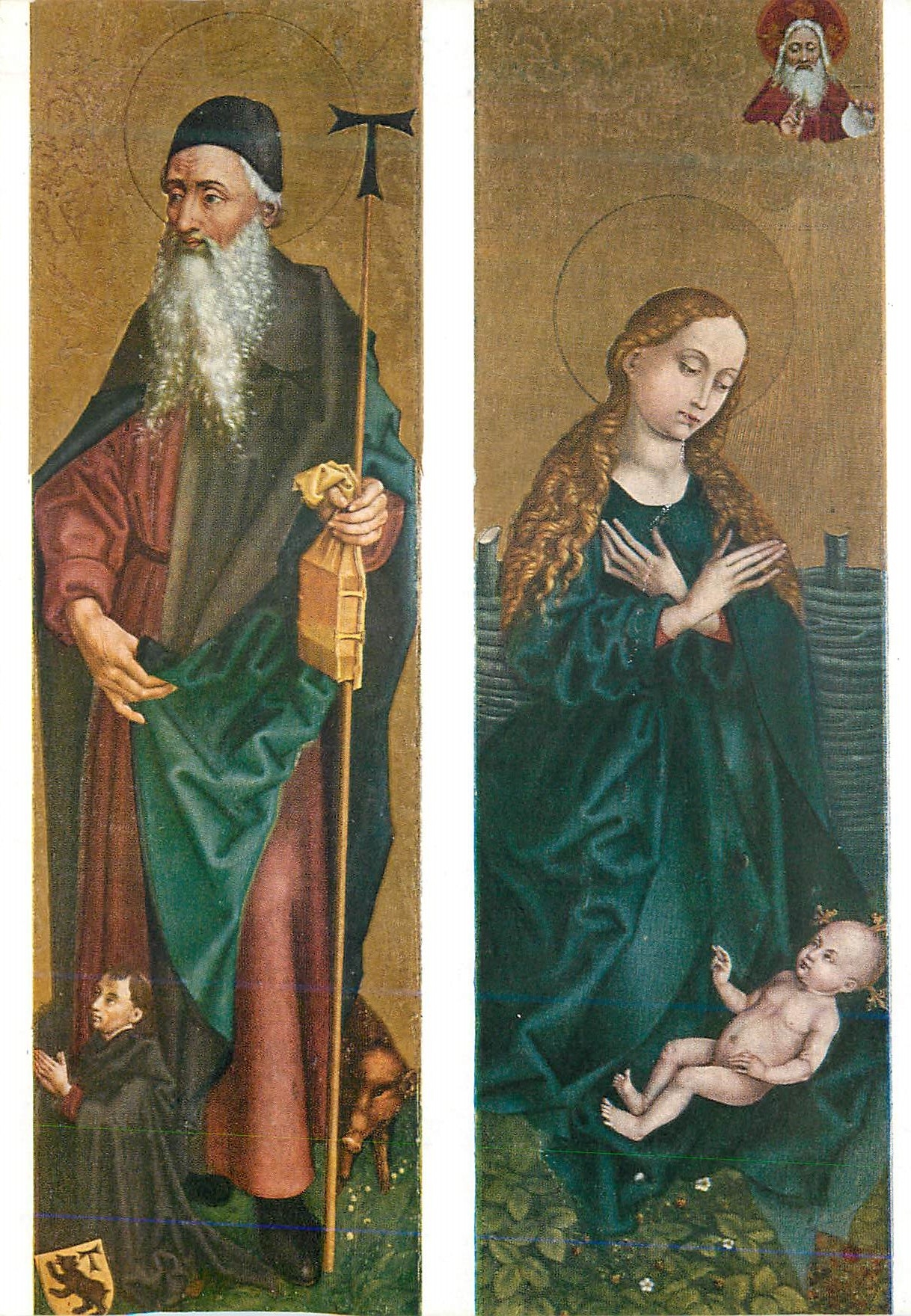 Saint Antoine presenting Jean the Evangelist — Nativity — Martin Schongauer (1445–1491) — Éditions Nomis, Paris