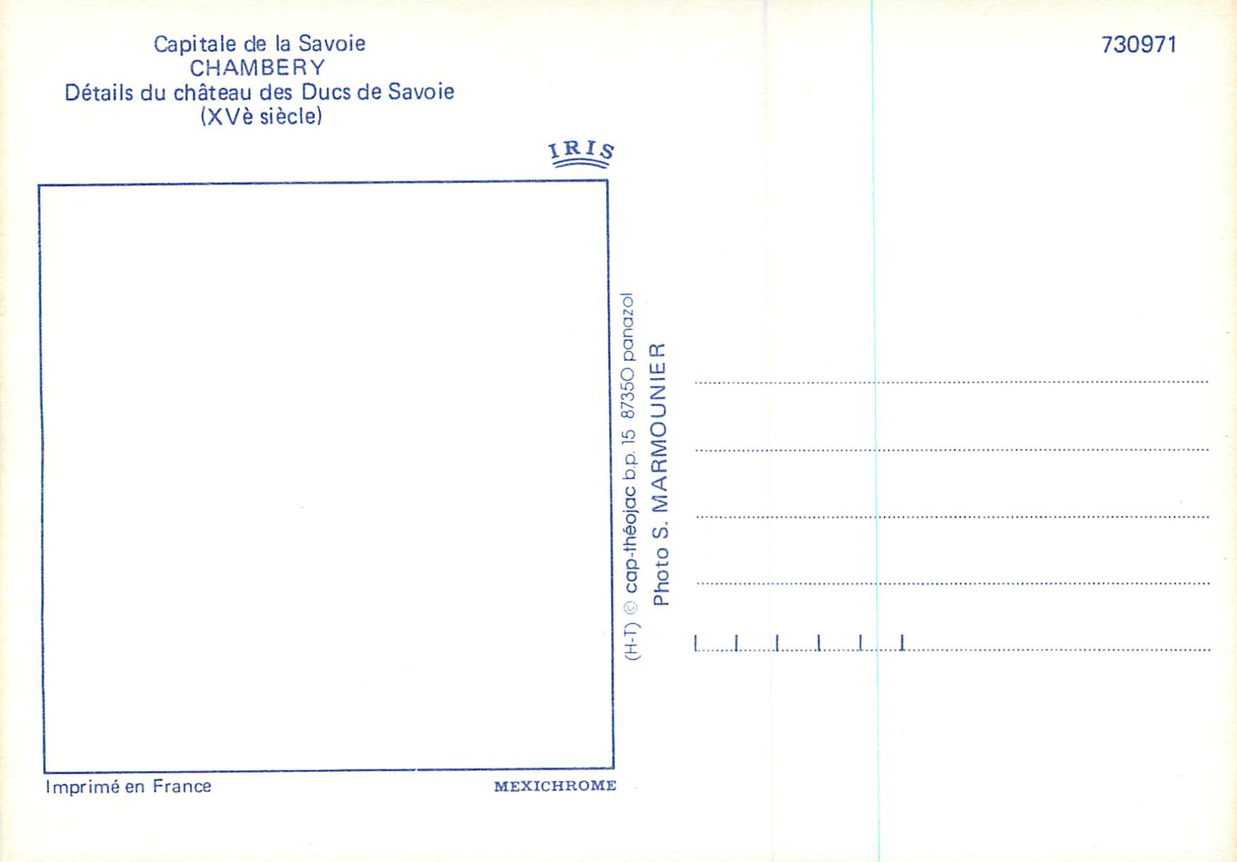 Chambery — Détails du château des Ducs de Savoie (XVe siècle) — IRIS — Rückseite