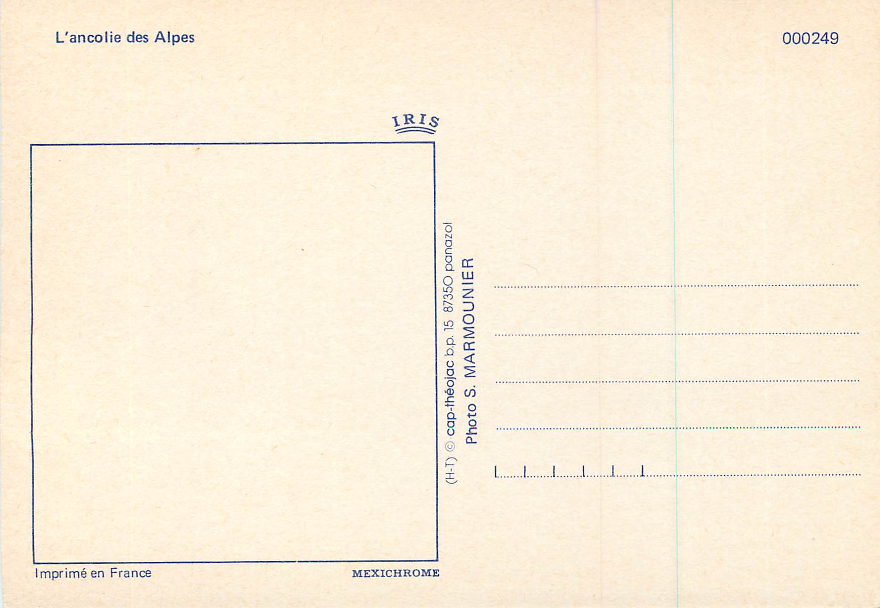 CPM Ancolie des Alpes — Verso