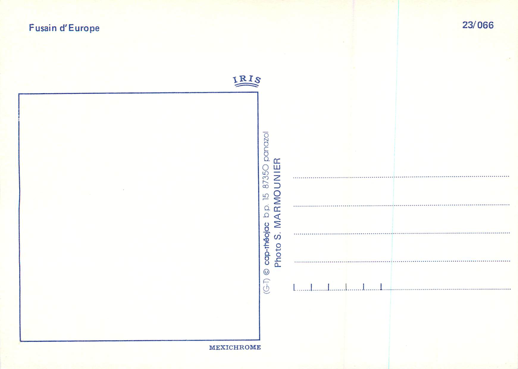 CPM Gusain d'Europe — Verso