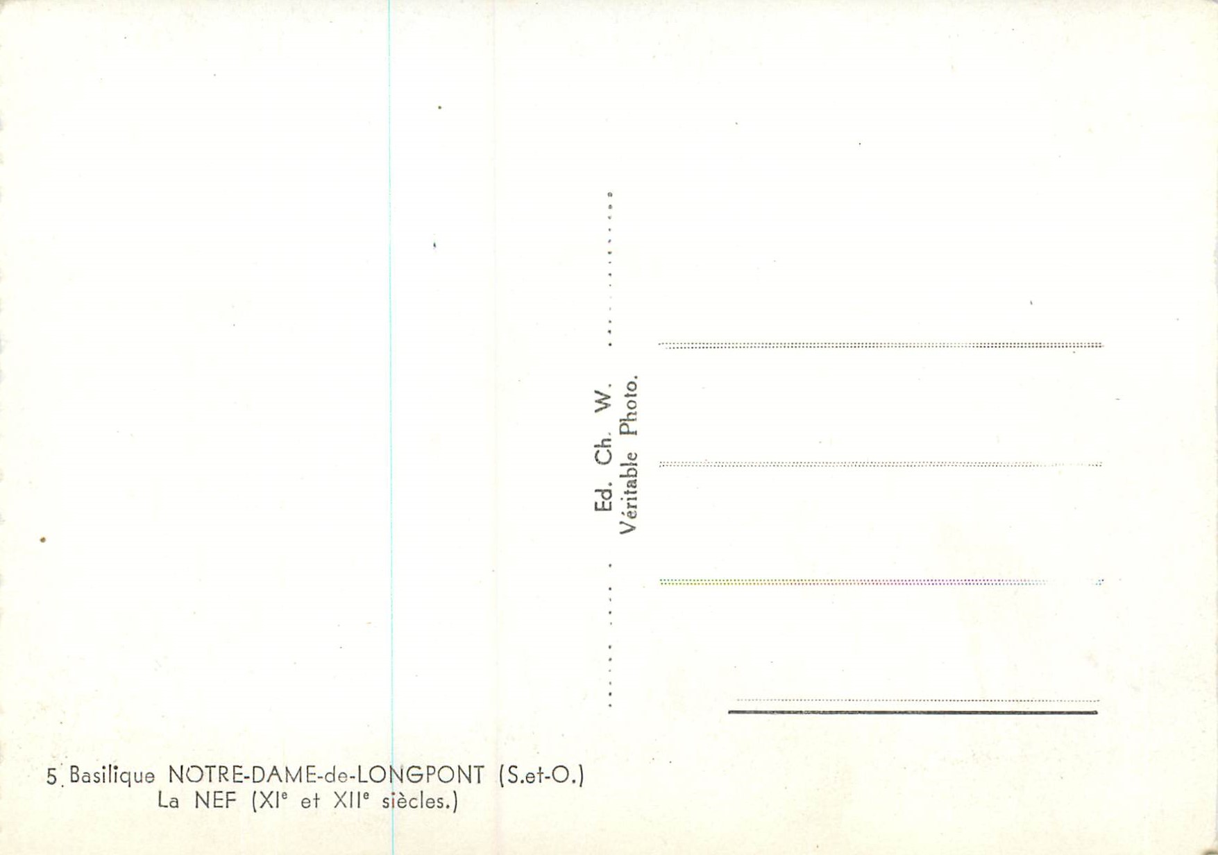 CPM Basilique Notre Dame de Longpont (S et O) La Nef (XIe et XIIe Siecles) — Rückseite