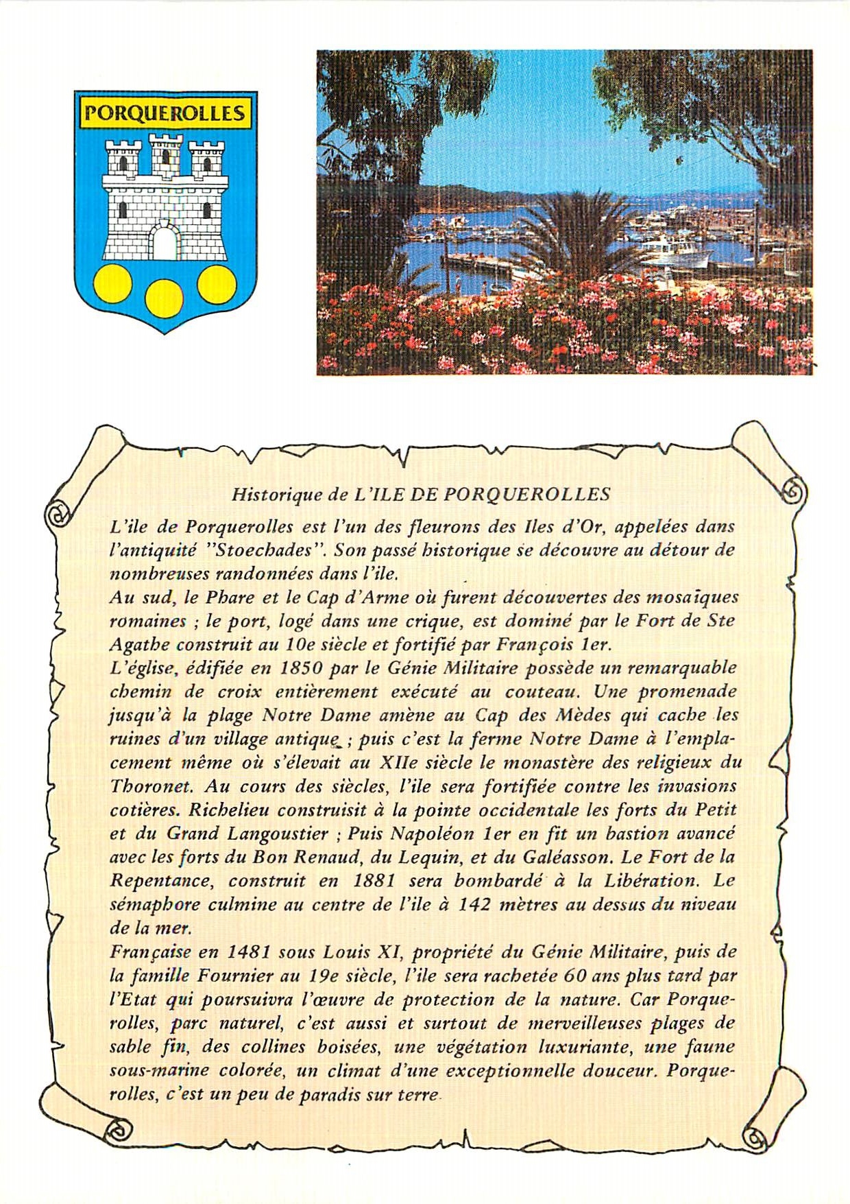 CPM Lumiere et Beaute de la Cote d'Azur Historique de l'Ile de Porquerolles