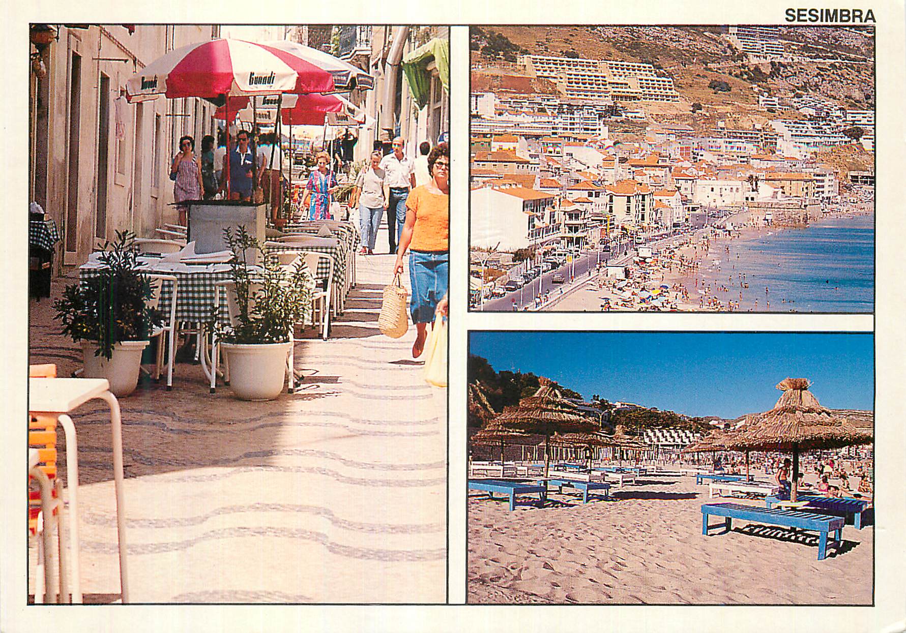 Sesimbra — vue de la plage et du port — Bilhete Postal n°125