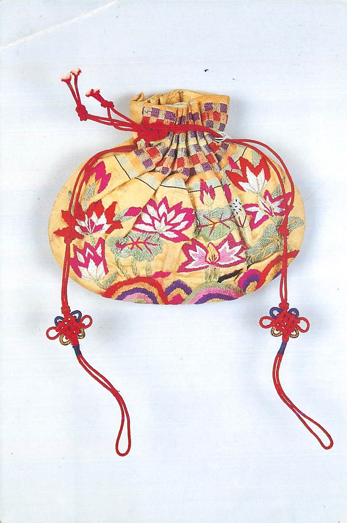 CPM Round Purse Embroidered with Lotus Blossom