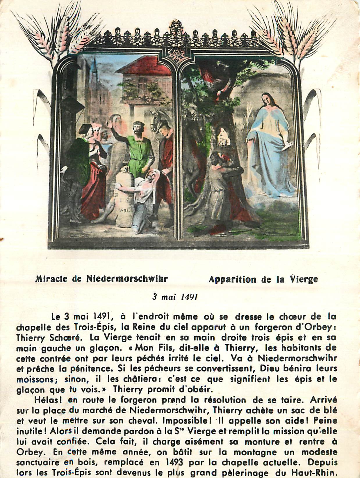 CPM Trois Epis (alt 700 m) Miracle de Niedermorschwihr Apparition de la Vierge