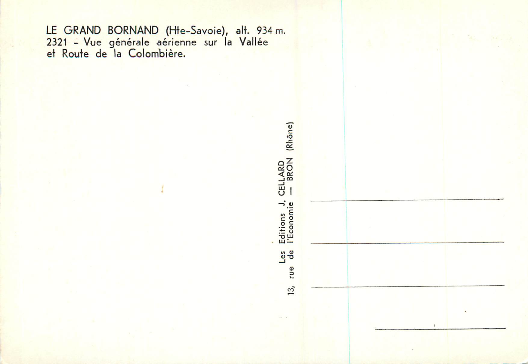 Le Grand Bornand (Haute-Savoie) — vue aérienne générale sur la vallée et route de la Colombière — Éditions J. Cellard, Bron — Reverso