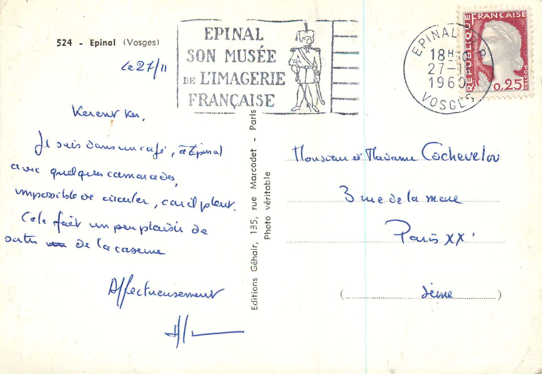 CPM Epinal (Vosges) — Rückseite