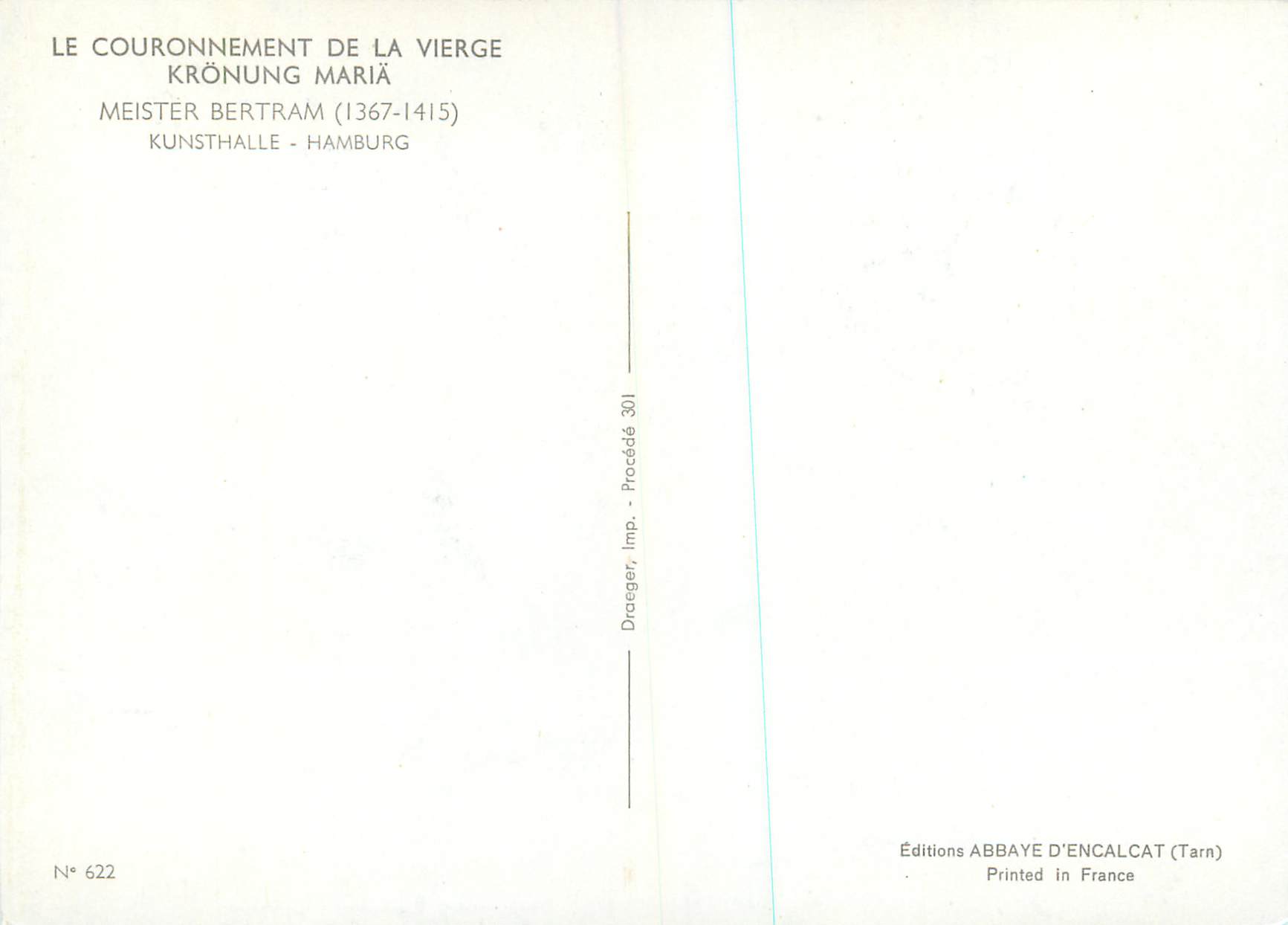 Couronnement de la Vierge — Meister Bertram (1367-1415) — Éditions Abbaye d'Encalcat (Tarn) — Rückseite