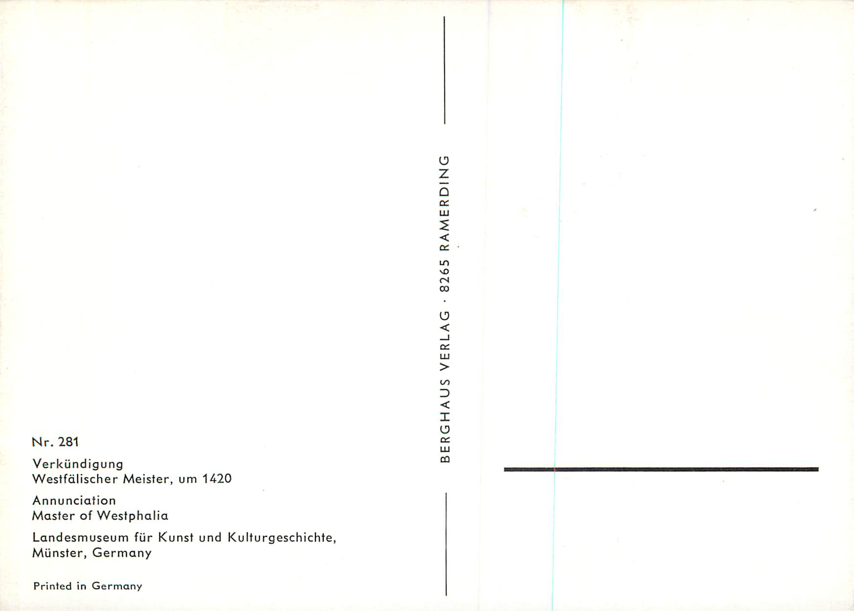 CPM Munster Germany Annunciation Master of Westphalia — Rückseite