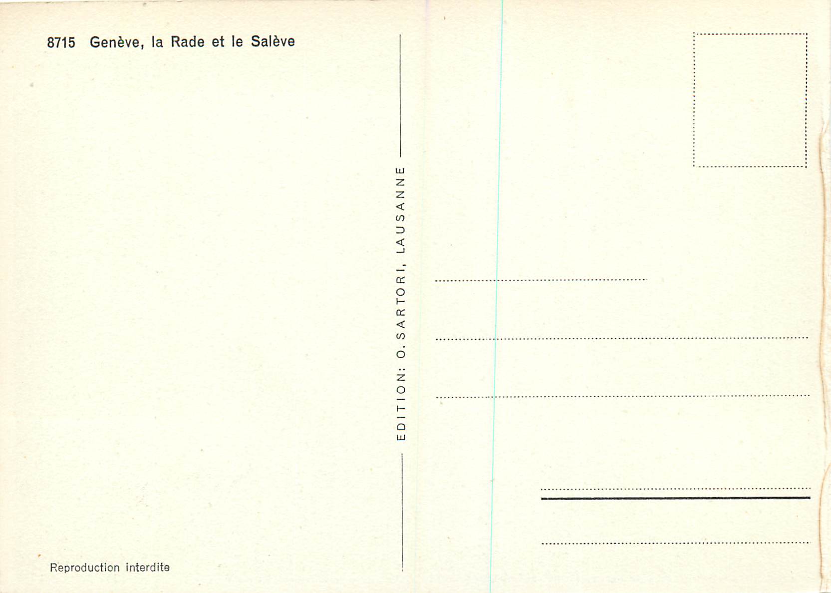 CPM Geneve La Rade et le Saleve — Verso