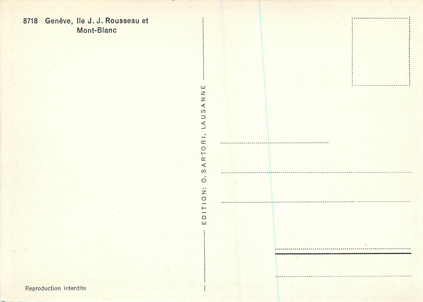 CPM Geneve Ile J J Rousseau et Mont Blanc — Verso