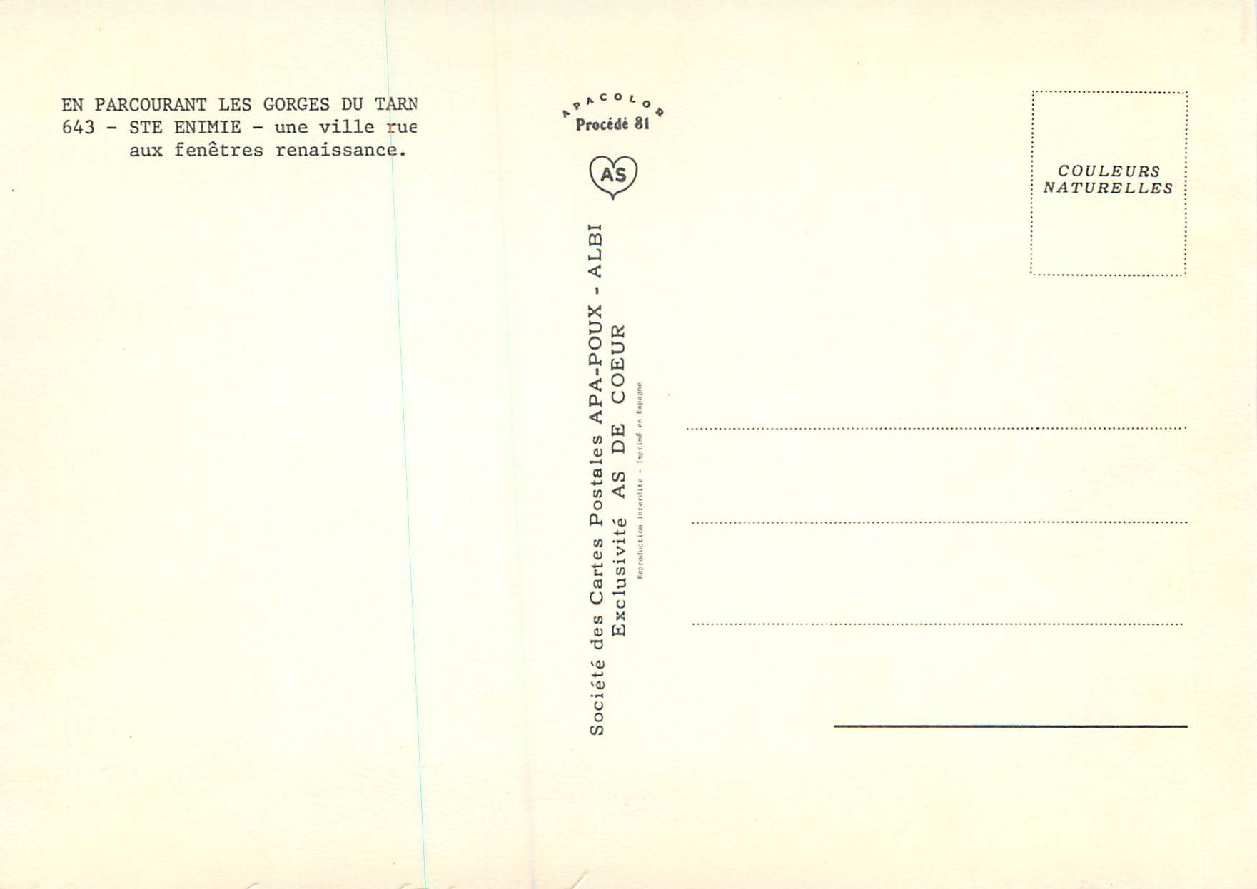 Rue de la Renaissance — Albi — Société des Cartes Postales Exclusivité AS — Reverso