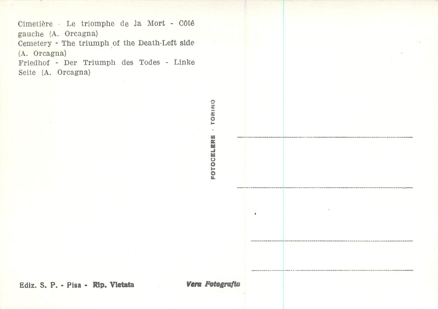 CPM Pisa Camposanto Cimetiere Le Triomphe de la Mort Cote Gauche (A Orcagne) — Rückseite
