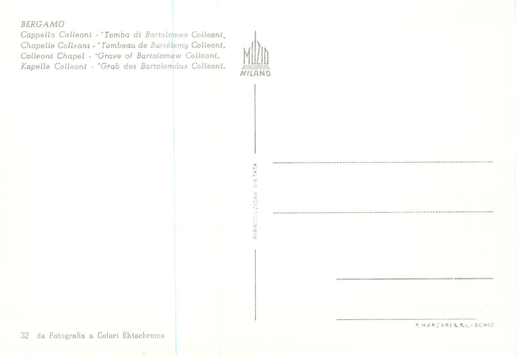 CPM Bergamo Chapelle Colleoni Tombeau de Bartelemy Colleont  — Rückseite