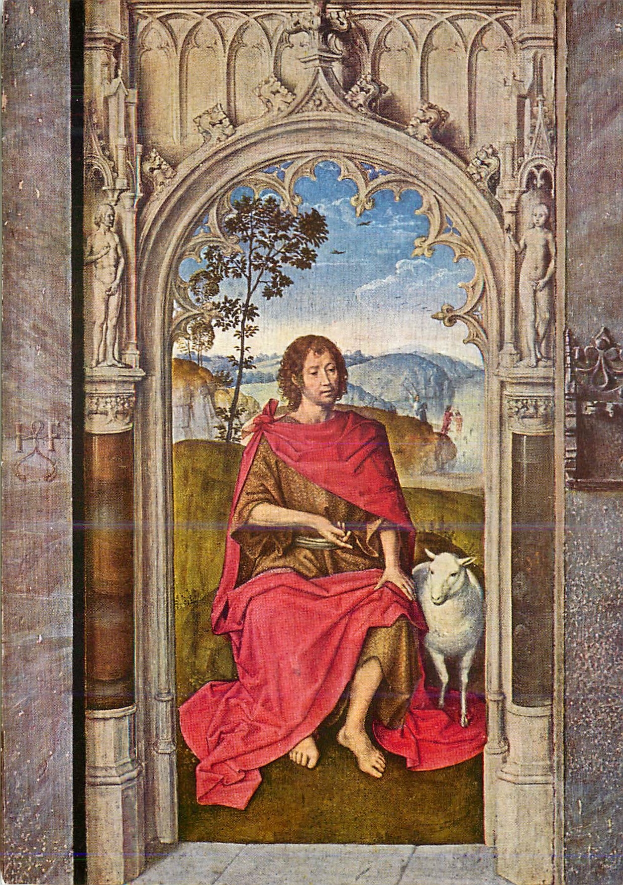 CPM H Memling l'Adoration des Mages (Detail St Jean Baptiste)