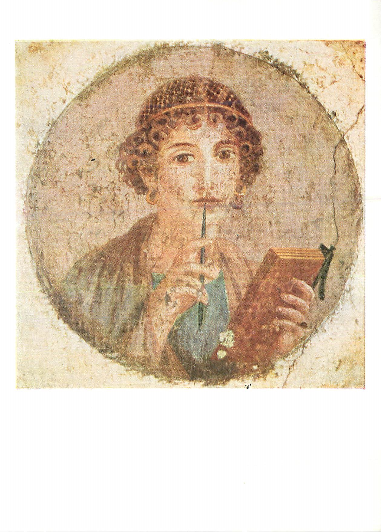 CPM Pompeian Fresco Girl Writing Neapel Nationalmuseum