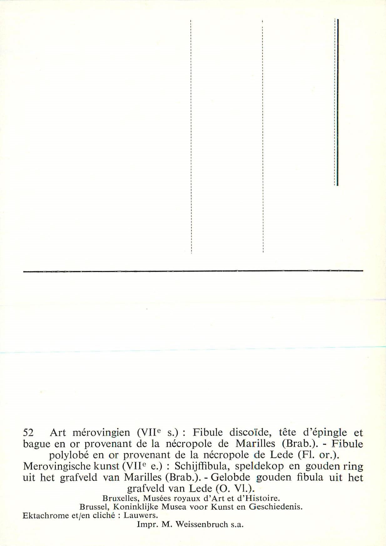Art mérovingien — bijou en or de la nécropole de Marilles (Brabant) — Impr. M. Weissenbruch s.a. — Rückseite